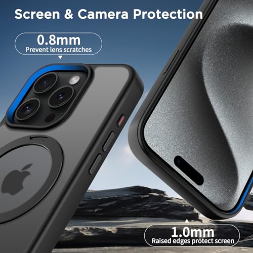 Magnetic Case for iPhone 15 Pro with Stand (6.1" (for iPhone 15 Pro) / Matte Black)