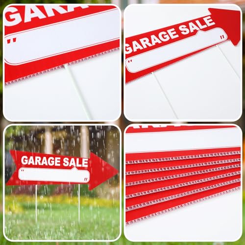 12 Pcs Garage Sale Signs with Stakes Double Sided (Red and White)