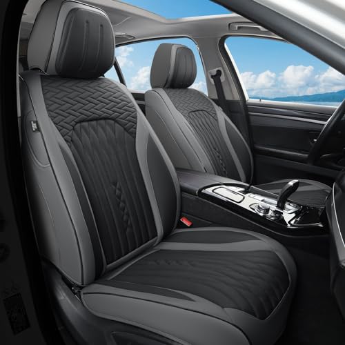 Car Seat Covers Full Set (Gray-Black / Front Pair)