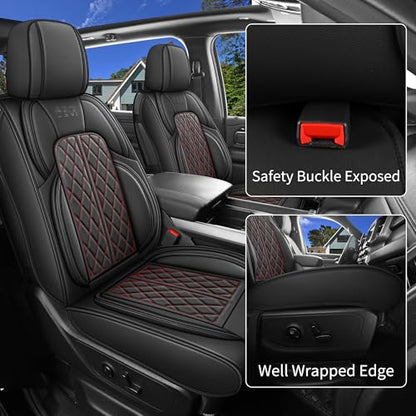 Car Seat Cover Custom Fit for Dodge Ram 1500 2500 3500 2002 (Black RedLine / Front Seat(Pair))