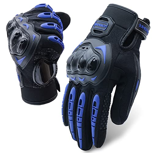 Motorcycle Gloves Touch Screen Full Finger Riding Gloves Knuckle Protection for Men and Women for Dirt Riding (Blue / XX-Large)