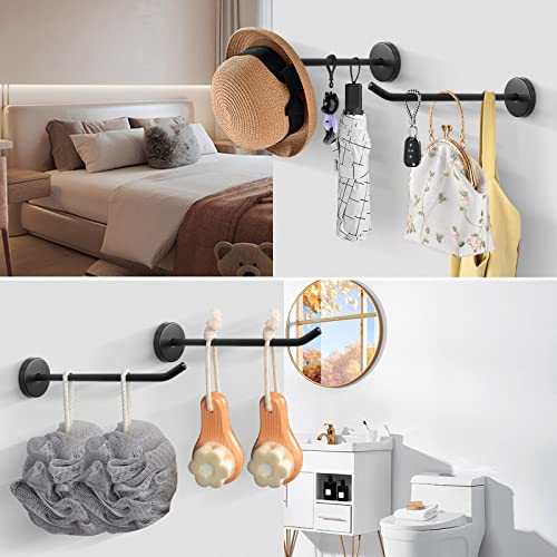 Coat Hooks Wall Mount Hooks for Hanging Hat Hurse Robe (Matte Black / 6 Inch (Wall))
