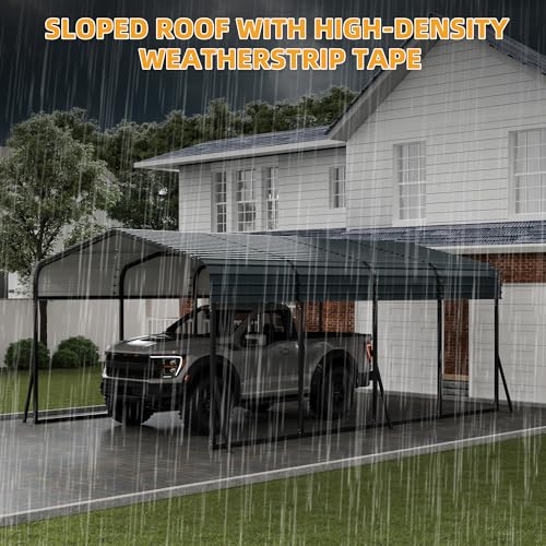 12' x 20' Heavy Duty Metal Carport with Galvanized Steel Roof (12x20FT)