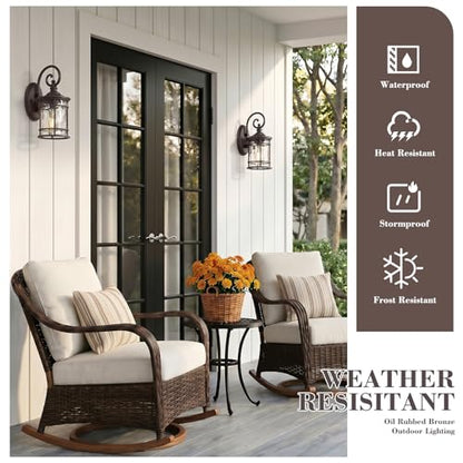 Outdoor Porch Light Fixture (Oil Rubbed Bronze - Water Ripple Glass / 12.4 Inch)