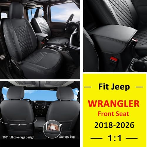Wrangler JL Seat Covers Custom Fit for Jeep Wrangler (Black / 18-26 JL 2/4 Door Front)