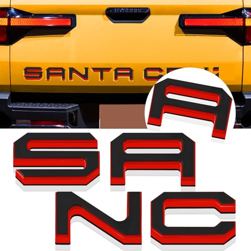 Tailgate Insert Letters Compatible for 2022 2023 2024 2025 Santa Cruz 4D Raised Tailgate Decal Letters (Red Edge Black Faced)