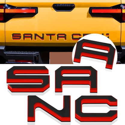Tailgate Insert Letters Compatible for 2022 2023 2024 2025 Santa Cruz 4D Raised Tailgate Decal Letters (Red Edge Black Faced)