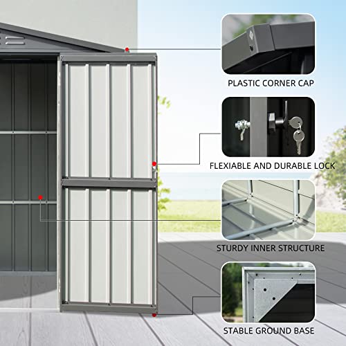 Domi Outdoor Storage Shed 6.5' x 4.2' (6' x 4' Gable Roof / Dark Gray)