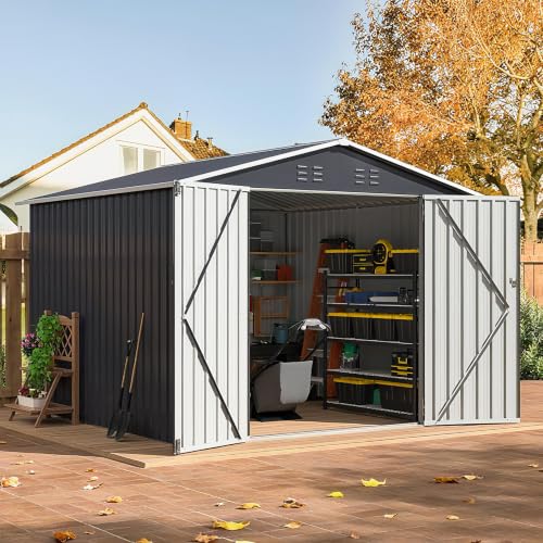 8X8 FT Outdoor Storage Shed Black (Black / 8X8 FT)