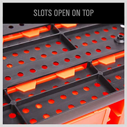 30-Bin Wall-Mounted Storage Rack System - Heavy-Duty Garage Tool Organizer for Screws, Nuts, Bolts, Nails, Beads, and Small Hardware Parts - Easy Installation and Customizable