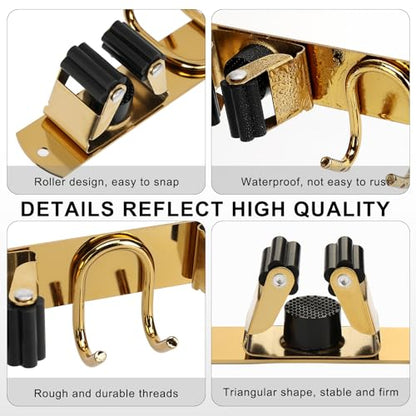 Mop Broom Holder Wall Mount (Gold-1 Pack)