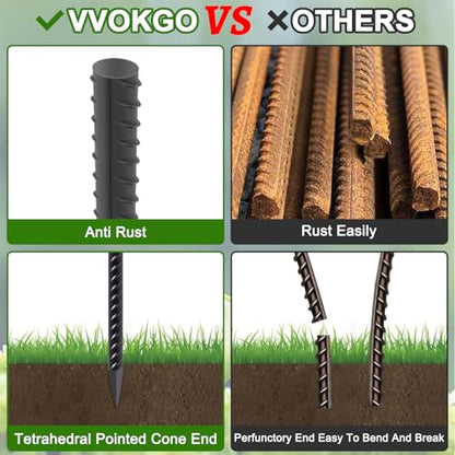Straight Rebar Stakes 24 Inch Ground Concrete Form Stakes Heavy Duty (I-24 Inch-8 Pcs / I-24 Inch-Φ3/8"-Black)
