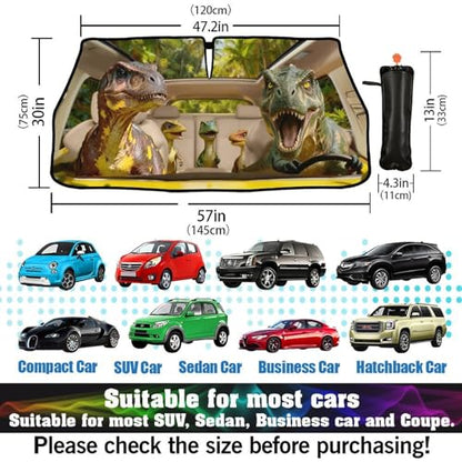 Funny Animal Car Windshield Sun Shade Umbrella (Funny-Dinosaur-2)