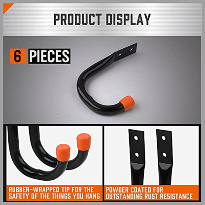 6 Pack Heavy Duty Metal Wall Hooks (4.72in x 3.5in(L x W) (6PCS) / Black)