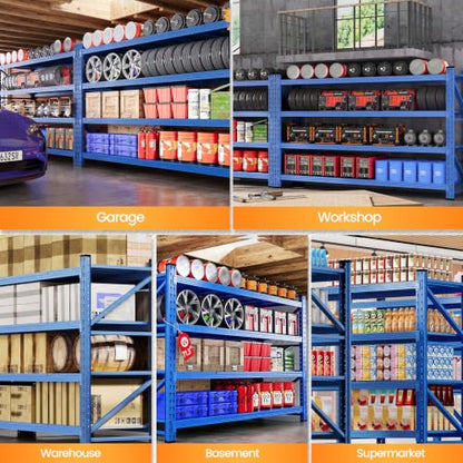 71.3” Wide Heavy Duty Metal Garage Shelving (Blue / 71"Wx24"Dx70"H)