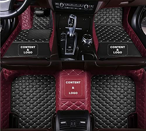 Custom All Weather Protection Leather Car Floor Mats for Cars Sedan SUV Sports Car Waterproof Floor Mat (Black+wine red)