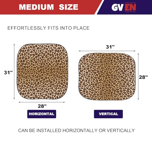 Windshield Sun Shade 2pcs with Bonus Car Sunshade for Front Window Shades 2025 Technology Reflect UV and Heat Sun Visor Automotive Interior Sun Protection (Leopard / Medium)