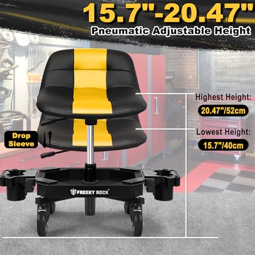 Rolling Stool with Wheels (Yellow)