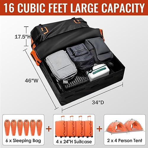 Car Rooftop Cargo Carrier Bag (Black-16 Cubic Feet)