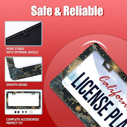 Beautiful Night Starry Sky License Plate Frame Nebula Stars License Plate Holder Funny Personalise Car Stainless Stee Decorative Parts for Standard Us Canada Vehicles 12x6 Inch for Women Men (Beautiful Night Starry Sky)
