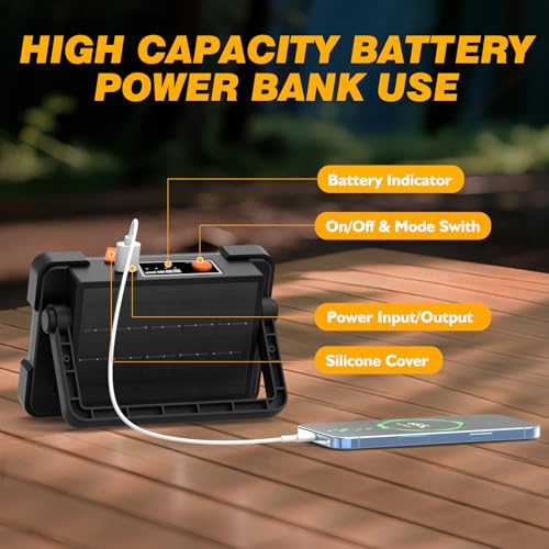 120W Solar Rechargeable 144 LED Work Light (Black)