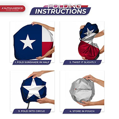 1 Piece Windshield Sun Shade American Texas Flag USA Patriotic Design (USA TEXAS FLAG / LARGE = 64 x 33.5 inches)