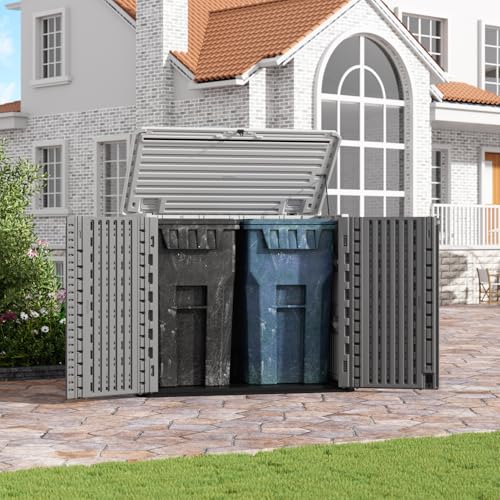 Outdoor Storage Shed Diamond Texture 4x3FT Horizontal Shed (White & Grey-26 Cu ft)