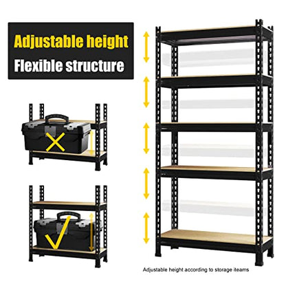 5 Tier Garage Shelves for Storage (27.5" W x 12" D x 59" H)