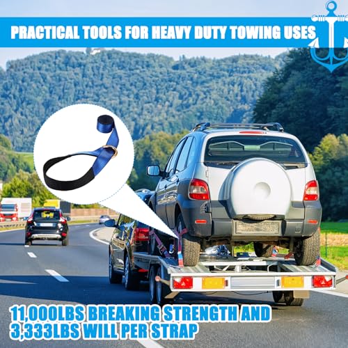 8 Pack Lasso Tow Truck Straps with D Ring 11 (2" X 8 ft / Blue)