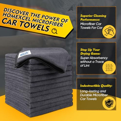 Microfiber Cleaning Cloth 12 Pack (Grey / 12.5 x 12.5 Inch)