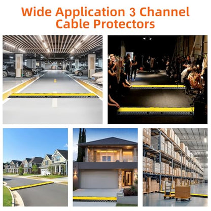 2 Pack 3 Channel Cable Protector Ramp Traffic Wire and Hose Ramp Cord Cover Heavy Duty Channels 44 (3 Channel 2 Pack)