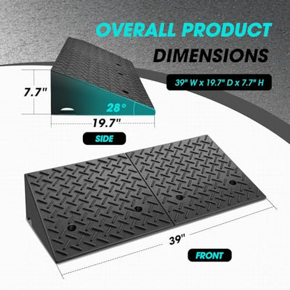 7.7" Rise Rubber Curb Ramp Heavy Duty Loading Driveway Ramp Threshold Ramp 39" W x 19.7" D x 7.7" H for Loading Dock (7.7 in)