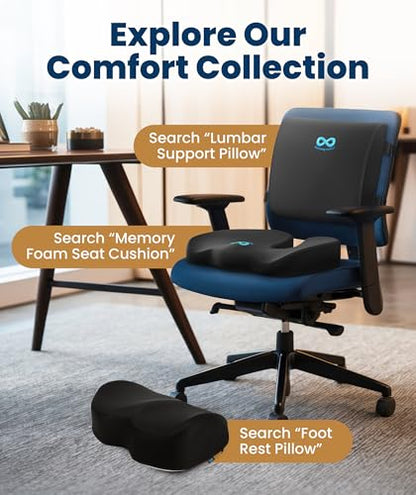 Doctor Recommended Memory Foam Seat Cushion for Office Chairs & Car (Black Airflow Lumbar / Large)