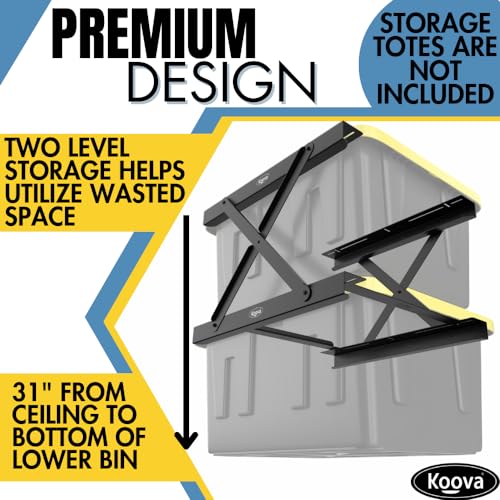 Dual Rail Heavy Duty Overhead Garage Storage System (Stacking 2 Bin)