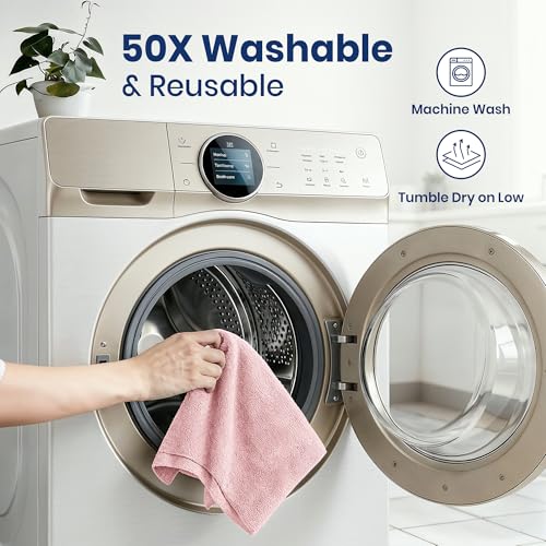 Microfiber Cleaning Cloth Roll (75 Count (Pack of 1) / Pink)