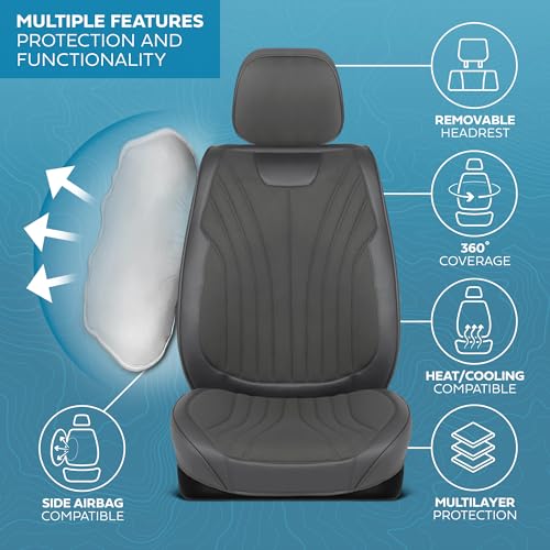 Curated Suede Leather Seat Covers for Cars & SUVs (Charcoal/Black (Suede) / Front Seats)