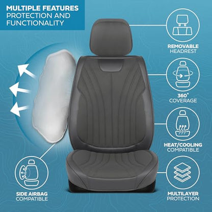 Curated Suede Leather Seat Covers for Cars & SUVs (Charcoal/Black (Suede) / Front Seats)