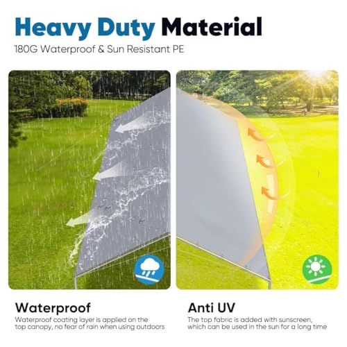10x15 ft Heavy Duty Car Canopy Galvanized Frame Carport Outdoor Party Tent Boat Shelter with 3 Reinforced Steel Cables (Gray / 10'x15')