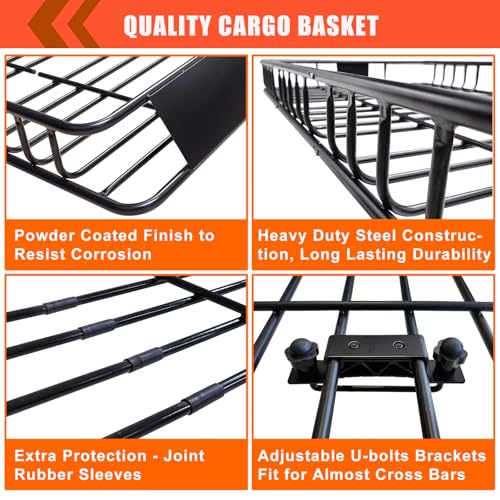Roof Rack Rooftop Cargo Carrier Basket 65"*39"*6"+Waterproof Bag 20 Cu.Ft (65"*39"*6")