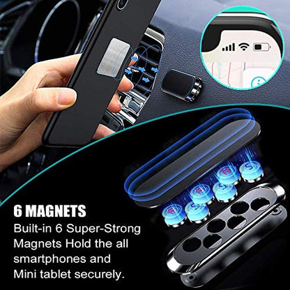 Flat Magnetic Phone Mounts 2 Pack. Black & Silver Cell Phone Holder for Car Dashboard (BLACK + SILVER / 2 PACK)