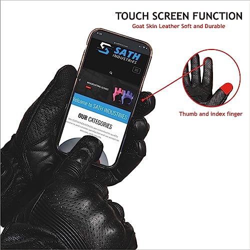 Leather Motorcycle Gloves for Men and Women (Small / Perforated)