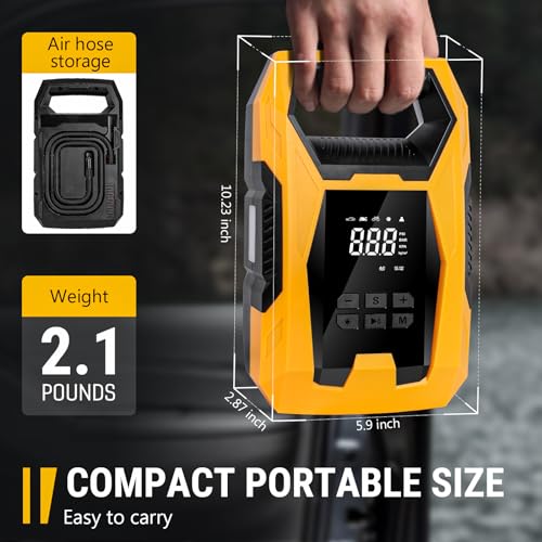 AC DC Tire Inflator Portable Air Compressor (Yellow)