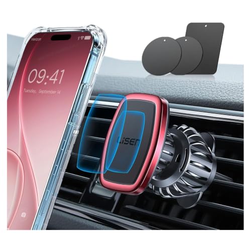 Magnetic Phone Holder for Car Phone Holder with Upgraded Clip (Red)