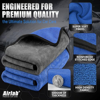 Microfiber Towels Cars Wash Drying Cleaning Cloth (Grey & Blue)
