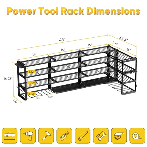 Extra Large 64" W Power Tool Organizer Wall Mount (64” W)