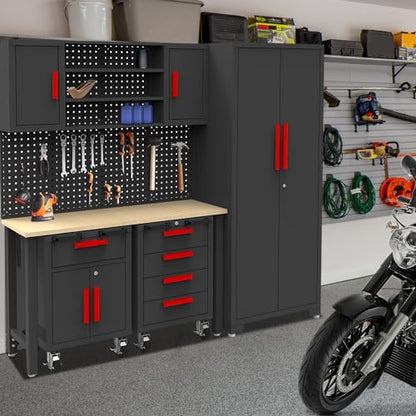 6 Pcs Garage Storage Cabinet System (Black-6pcs)