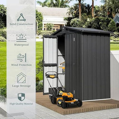 Domi Outdoor Storage Shed 5'x3 (5' x 3' Gable Roof / Dark Gray)
