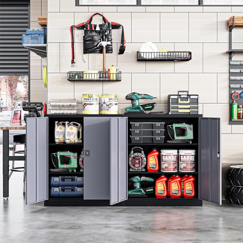 Metal Storage Cabinet (35.5"H / Black Grey)