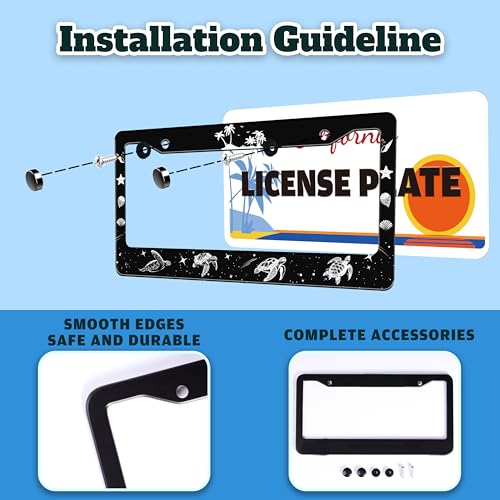 Turtle Beach Shell License Plate Frame Stainless Steel 6.3 X 12.2 Inch (Turtle)