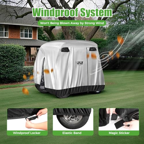 4 Passenger Golf Cart Cover for Yamaha EZGO Club Car (Silver)